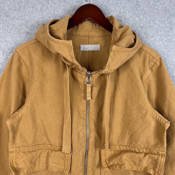 Everlane Beige The Canvas Organic Cotton Full Zip Hooded Anorak Jacket Sz Medium - Picture 3 of 12
